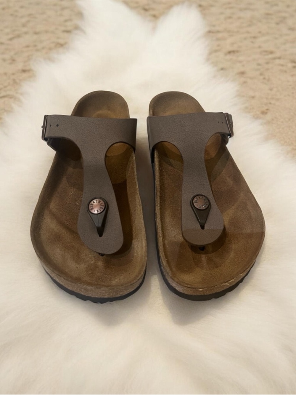 Birkenstock Gizeh Mocha Thong Sandals Sz 35